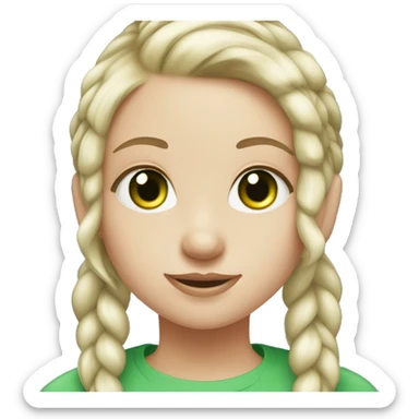 Girl with green eyes, white skin, pony tail, blinde hair  sticker