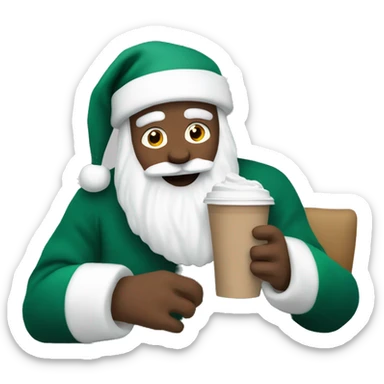 White Santa drinking Starbucks  sticker