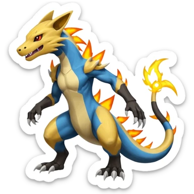 Salandit-Marowak-Manectric-Zeraora-Fakémon-hybrid-creature (full body)  sticker