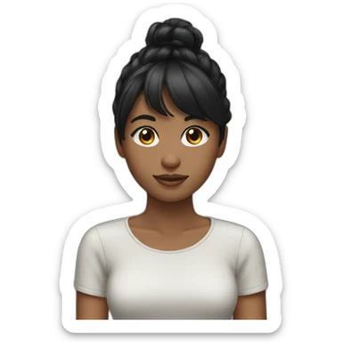 girl black hair bangs sticker