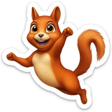 female jumping orange burnt squirrel sticker