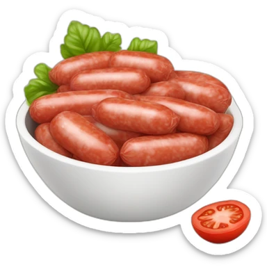 Plein de rondelles de saucisse mélanger à de la sauce tomate sur du riz blanc dans un petit bol sticker