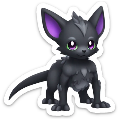 Kawaii edgy fantasy dark-themed animal hybrid Fakemon full body sticker