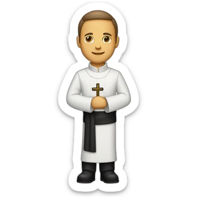 sacerdote piel blanca con traje negro y crucifijo en la mano sticker