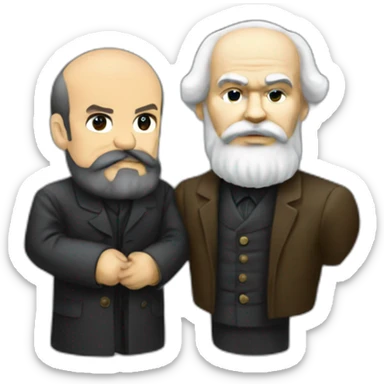 karl marx holding vladimir lenin sticker