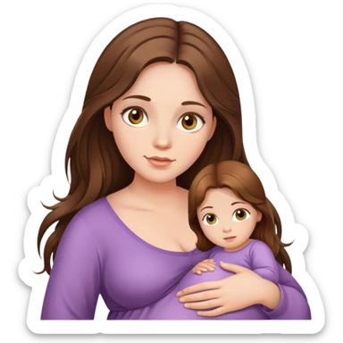 Pregnant woman with long brown hair and hazel eyes sticker