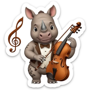 Rhino playing playing violin sticker