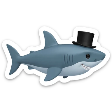 Shark with a top hat sticker