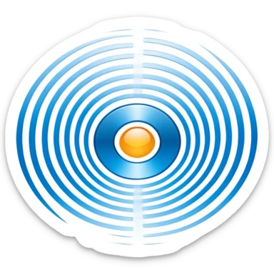 iOS-style 3D emoji: concentric curved sound waves radiating outward from a central point, with smooth glossy shading and soft light reflections sticker