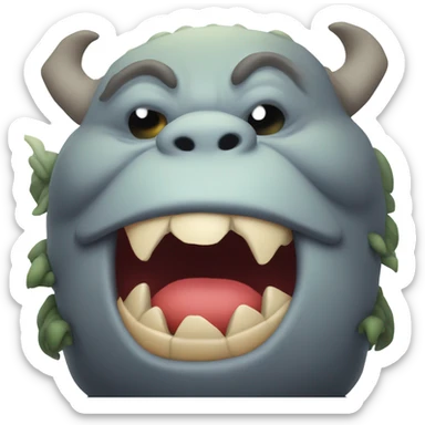 Fat man smooching terrifying creature sticker