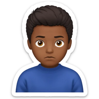 black boy with medium 4b hair serious face expression and dark brown eyes and sweater  sticker