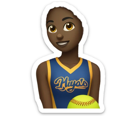 Black girl and softball sticker