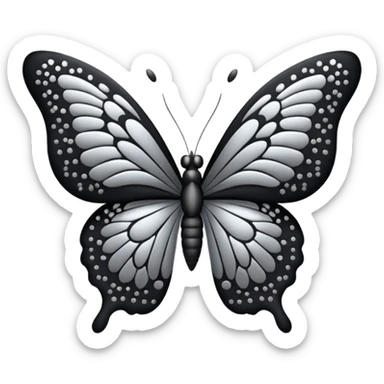 butterfly black and silver sticker