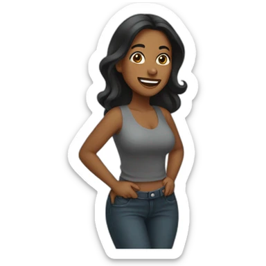 Mujer de cabello negro sacando la lengua sticker