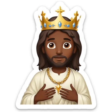 Dark skin christ Jesus with crown in heaven  sticker