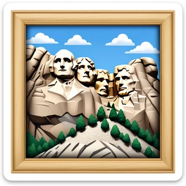 Mount Rushmore Landmark Emoji – Displaying the carved faces of four U.S. presidents in the granite mountainside. sticker