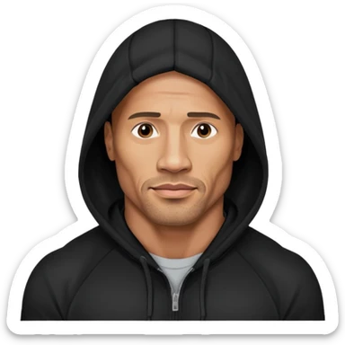 dwayne johnson with black hoodie sticker