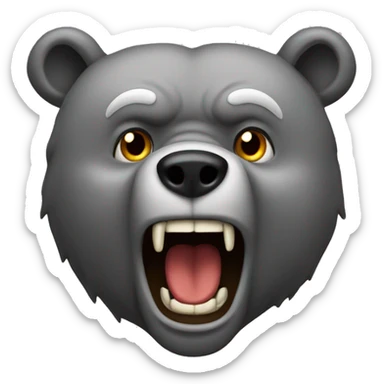 realistic-grey-bear-so-angry-and-screams sticker