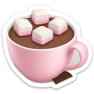 Light Pink mug of hot chocolate with marshmallows  sticker