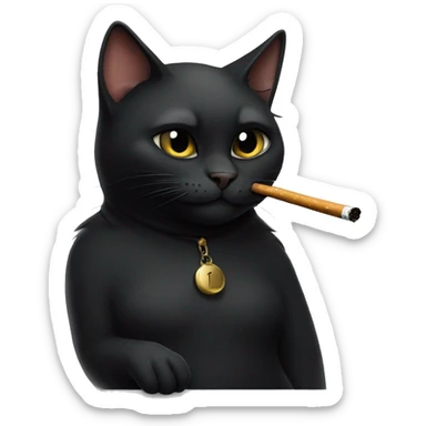 Black cat smoking a cigarette sticker