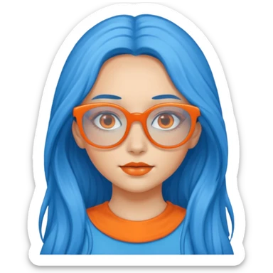 blue skinned orange glassed long haired girl sticker