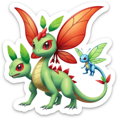 Celebi-Flygon-Trapinch-Vikavolt-Butterfree-Charmeleon-fusion (full body) sticker
