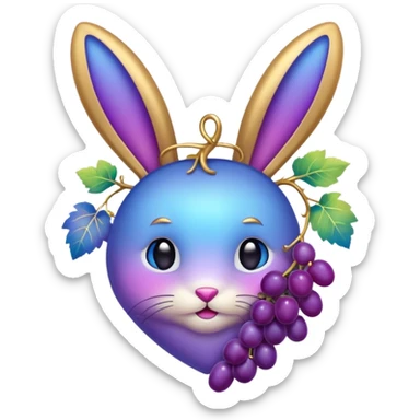 Fade from blue to purple heart emoji with bunny ears and vinegrape sticker