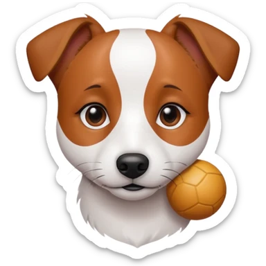 Chien jack Russel blanc avec deux tache marron sur ses yeux île dort en boule  sticker