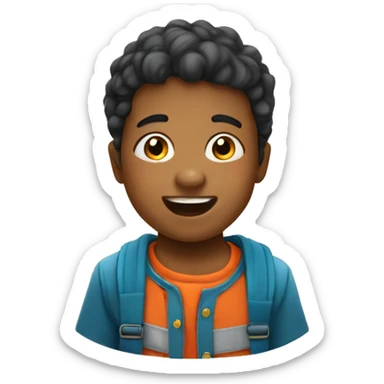 Niño celebrando sticker