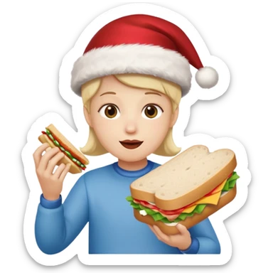 christmas character eating lunch sticker