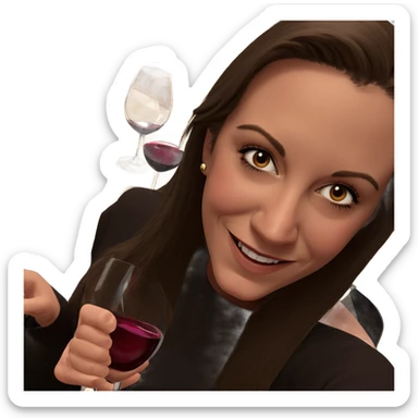 smiling girl with wine glass sticker