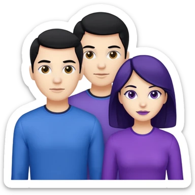4people 2 men and 2 women. with black hair and white skin. ready to create a team. with blue and purple clothes sticker