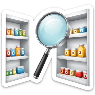 magnifying glass over product shelf searching for last item sticker