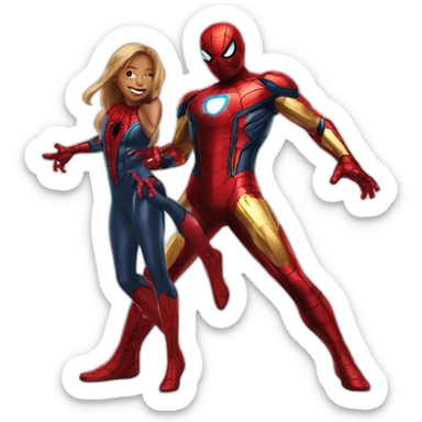 IronMan dance with spiderman sticker