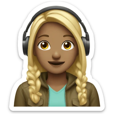 blonde girl with headphones outdoors freckles sticker