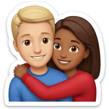 Two people hugging looking at each other, one male one female sticker