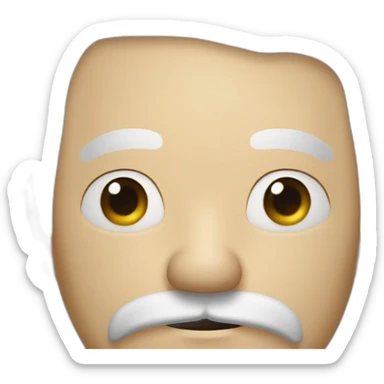 Face of an old man with white hair and mustach who is demoralized sticker