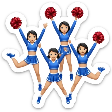 4 girls in a blue uniform cheer stunt Hispanic, Asian, black, and white sticker