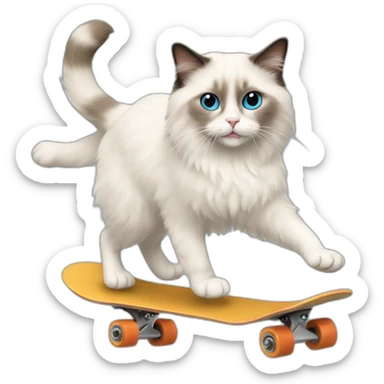 ragdoll cat skateboarding sticker