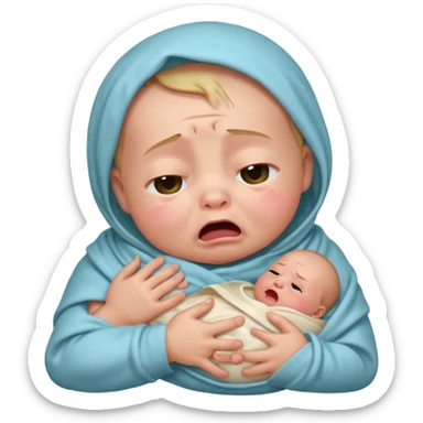 swaddled baby crying sticker