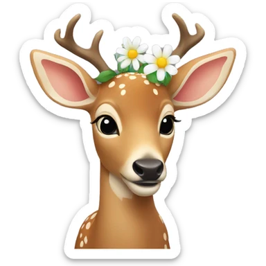 Deer with a flower sticker
