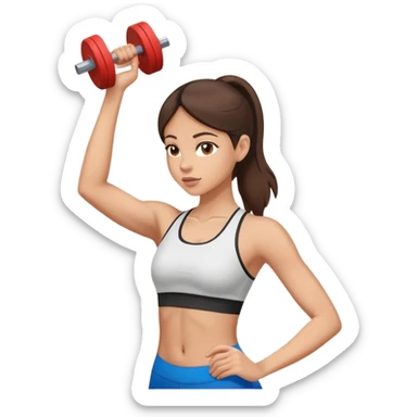light skinned brunette woman in sport top working out near wall sticker