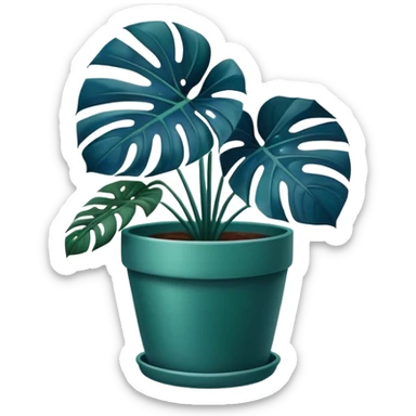 aestethic  Blue Monstera flower in a deep green -colored pot  sticker