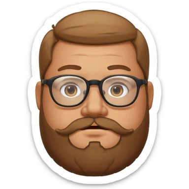 I want an emoji of a chubby person with glasses and a beard sticker