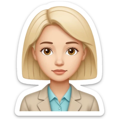 Minimalist illustration of a female psychologist, calm expression, modern line art style, soft colors, clean and professional design, white background sticker