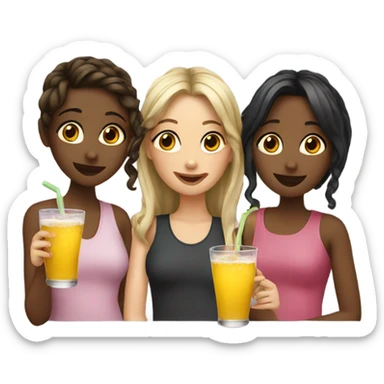 3 girls drinking sticker