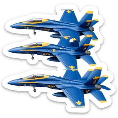 four US Navy Blue Angels f/a-18s performing diamond formation flight maneuver sticker