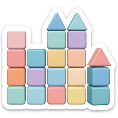 Pastel colored educational wood toy blocks sticker