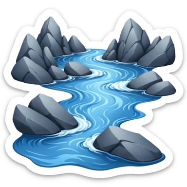 close-up of a wild river between two rocks sticker