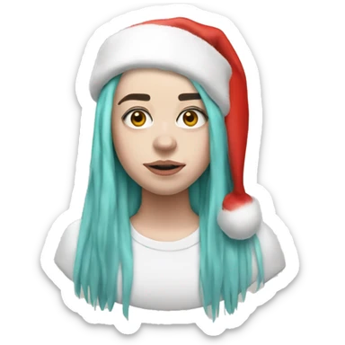 Billie Eilish with santa hat sticker